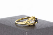Saffier ring met Diamant 14 Karaat goud - 16,9 mm