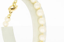 14 karaat gouden armband dames met parel - 22 cm