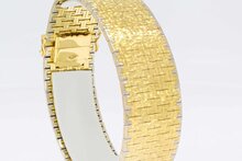 Vintage brede bicolor gouden armband 18 karaat - 18,8 cm