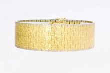 Vintage brede bicolor gouden armband 18 karaat - 18,8 cm