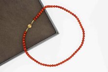 Bloedkoraal Collier 14 karaat goud - 39,5 cm