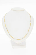 Bicolor gouden valkoog ketting 14 karaat - 46 cm
