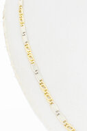 Bicolor gouden valkoog ketting 14 karaat - 46 cm