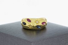 Gouden pinkring dames 18 karaat met saffier - 14,2 mm
