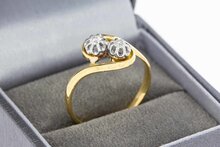 Bicolor gouden ring dames 18 karaat met diamant - 19,8 mm