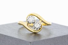 Bicolor gouden ring dames 18 karaat met diamant - 19,8 mm