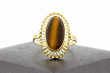 14 karaat ring met Tijgeroog - 18,9 mm