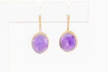Ros&eacute;gouden oorhangers dames 14 karaat met amethist - 1,8 cm