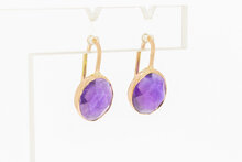 Ros&eacute;gouden oorhangers dames 14 karaat met amethist - 1,8 cm