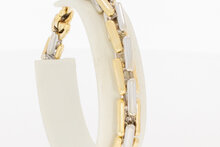Staafjes armband 14 karaat bicolor goud -  20,2 cm