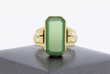 14 karaat geelgouden vintage ring met jade  19 mm