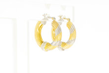 Bicolor gouden creolen dames 18 karaat - 1,9 cm