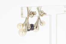 Gouden oorbellen met parel 18 karaat - 2,8 cm