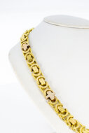 Bicolor gouden platte koningsketting heren 18 karaat - 67 cm