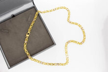 Bicolor gouden platte koningsketting heren 18 karaat - 67 cm