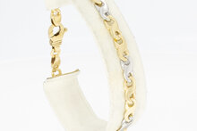 Gouden bicolor schakelarmband 14 karaat - 19,9 cm