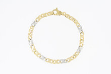 Gouden bicolor schakelarmband 14 karaat - 19,9 cm