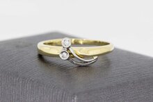 Gouden damesring 14 karaat bicolor met diamant - 17,9 mm