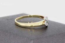 Gouden damesring 14 karaat bicolor met diamant - 17,9 mm