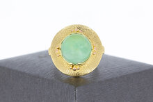 Gouden jade ring 14 karaat vintage - 17,3 mm