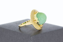 Gouden jade ring 14 karaat vintage - 17,3 mm
