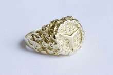 Gouden Mercedes ring 14 karaat met diamant - 21,8 mm