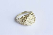 Gouden Mercedes ring 14 karaat met diamant - 21,8 mm
