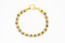Bicolor gouden vossenstaart armband 18 karaat - 21,2 cm