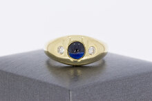 14 karaat gouden bandring met saffier en diamant  18,1 mm