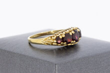 9 karaat gele vintage ring met granaat  18 mm