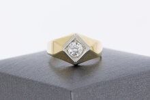 14 karaat gouden pinkring met saffier 0,70 ct  16,3 mm