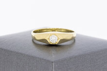 14 karaat geelgouden solitairring met diamant  18,3 mm