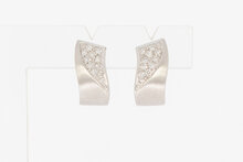 14 karaat witgouden oorclips met diamant  1,5 cm