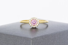8 karaat Halo ring met synthetische saffier  17,3 mm