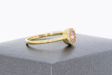 8 karaat Halo ring met synthetische saffier  17,3 mm
