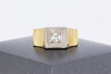 14 karaat bicolor gouden pinkring met diamant - 16,1 mm