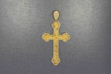 Gouden kruis hanger 14 karaat, ook als assieraad - 6 cm