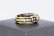 Set van 2 bicolor gouden diamantringen 18 karaat 17,4 mm