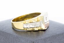 Tricolor gouden ring heren 18 karaat met saffier - 20,9 mm