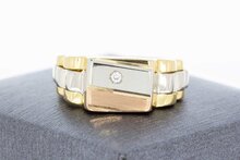 Tricolor gouden ring heren 18 karaat met saffier - 20,9 mm