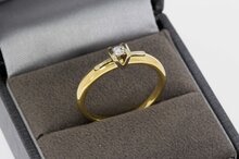 Gouden solitair ring 14 karaat met diamant - 17,9 mm