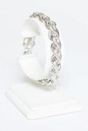 Witgouden gevlochten armband dames 18 karaat met diamant - 18,5 cm