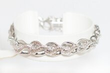 Witgouden gevlochten armband dames 18 karaat met diamant - 18,5 cm