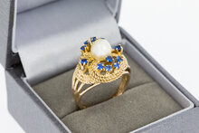 Vintage ros&eacute;gouden ring dames 18 karaat met saffier - 18 mm