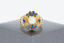 Vintage ros&eacute;gouden ring dames 18 karaat met saffier - 18 mm