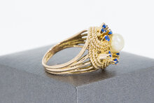 Vintage ros&eacute;gouden ring dames 18 karaat met saffier - 18 mm