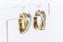 Bicolor gouden creolen dames 9 karaat met zirkonia - 1,6 cm