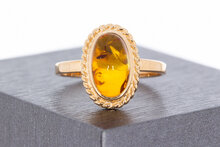 Ros&eacute;gouden barnsteen ring 14 karaat - 19 mm