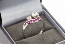 Witgouden markiesring dames 18 karaat met saffier - 18 mm