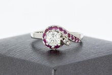 Witgouden markiesring dames 18 karaat met saffier - 18 mm